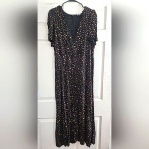 Madewell Puff-sleeve faux-wrap midi dress in Stem Scatter